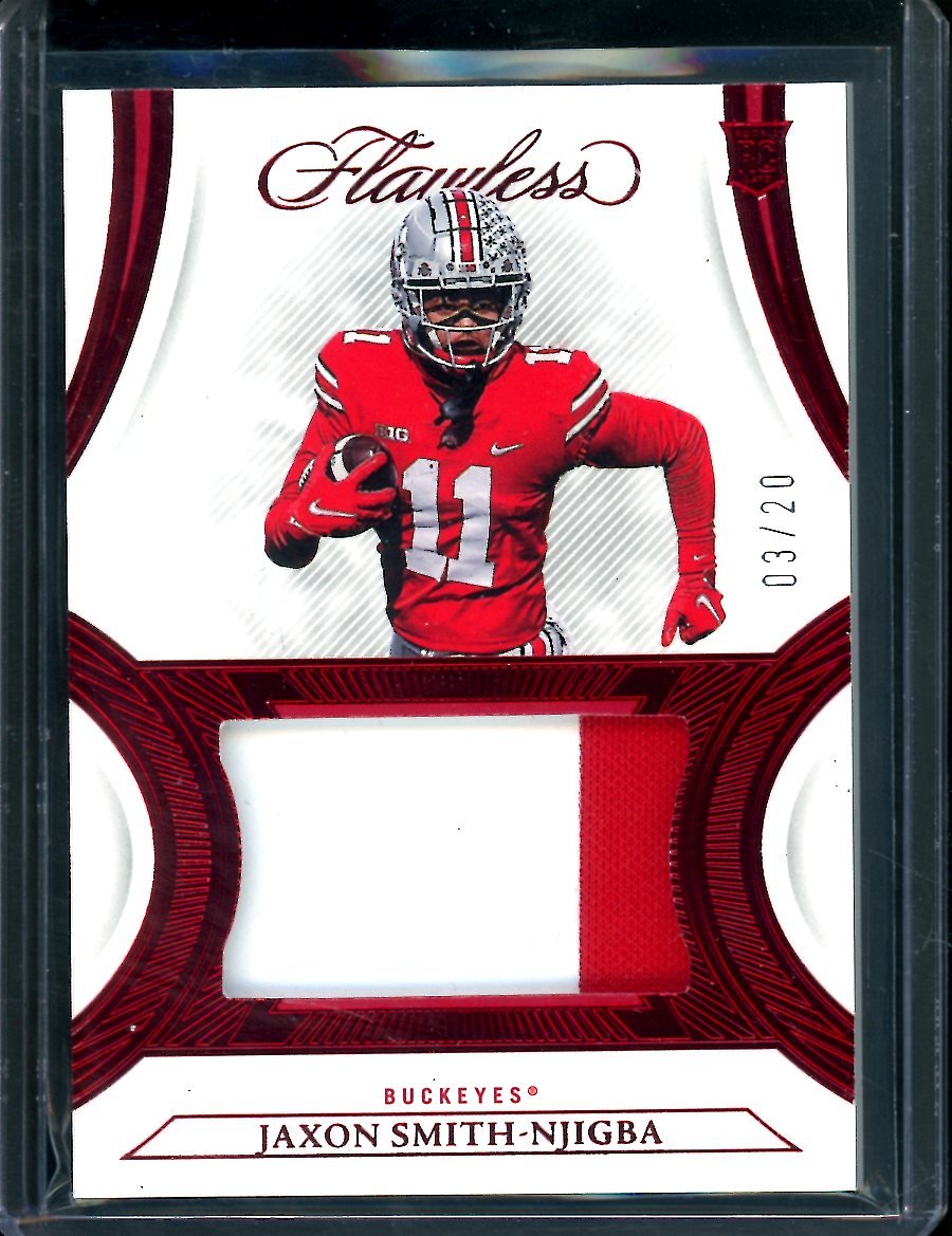 2023 Panini Flawless Collegiate Jaxon Smith-Njigba Rookie Patch Ruby /20 Ohio State