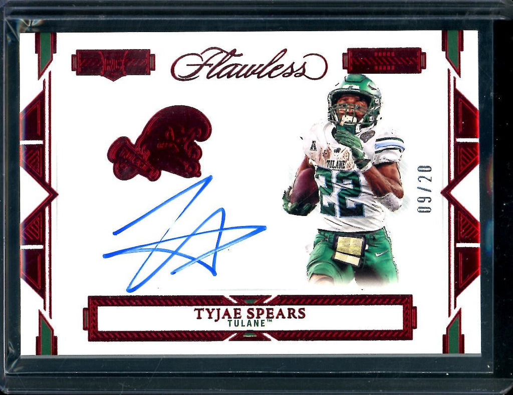 2023 Panini Flawless Collegiate Tyjae Spears Rookie Auto Ruby /20 Tulane