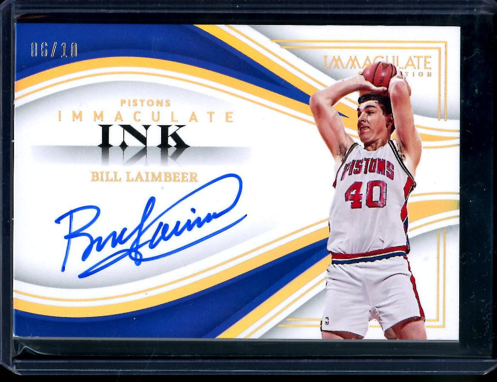 2022/23 Panini Immaculate Bill Laimbeer Immaculate Ink Auto Gold /10 Pistons