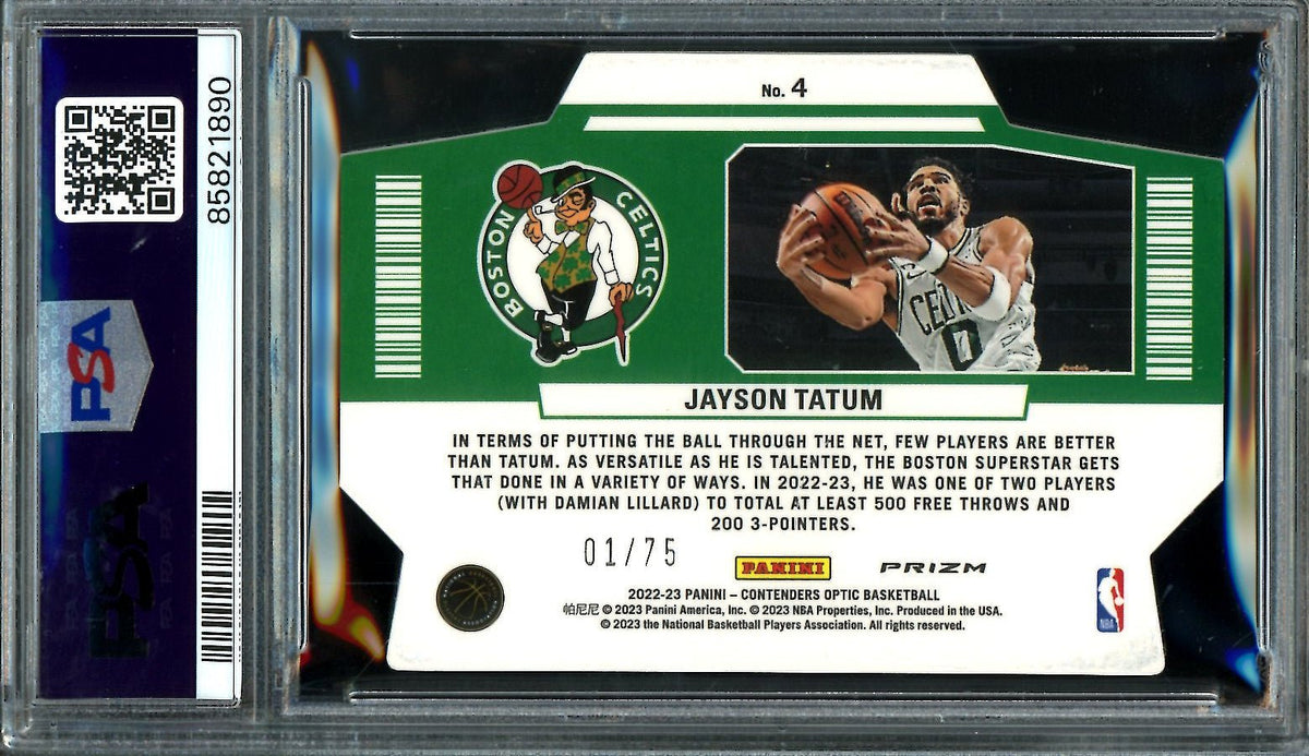 2022/23 Panini Contenders Optic Jayson Tatum Superstar Blue Cracked Ice /75 PSA 9 Celtics