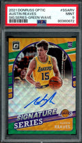 2021/22 Panini Optic Austin Reaves Rookie Auto Green Wave PSA 9 Lakers