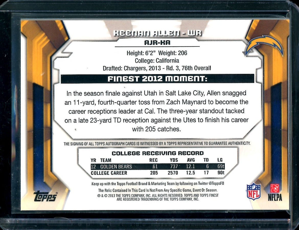 2013 Topps Finest Keenan Allen Rookie RPA /25 Chargers