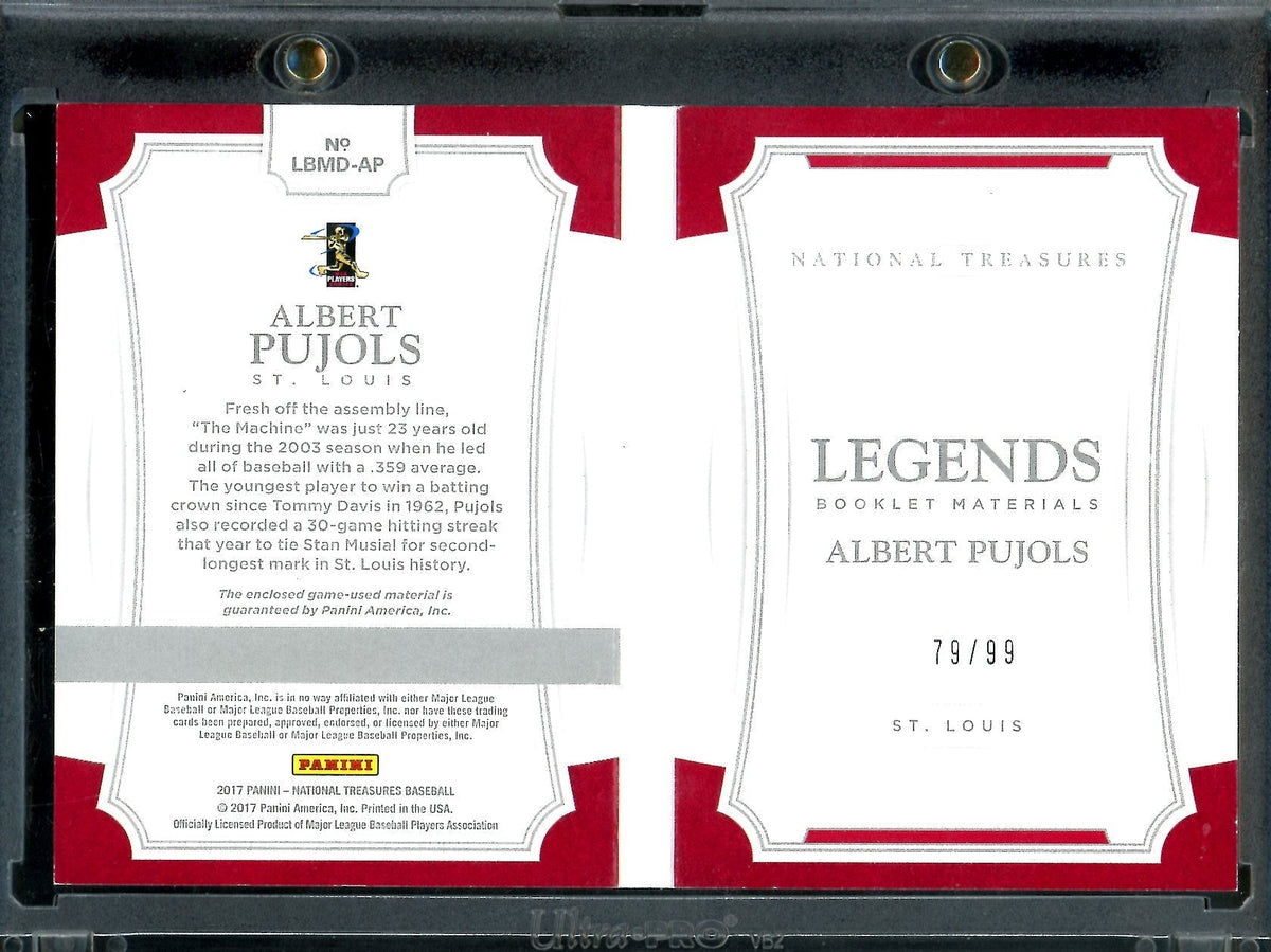 2017 Panini National Treasures Albert Pujols Legends Booklet Patch /99 Cardinals