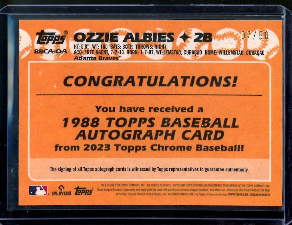 2023 Topps Chrome Ozzie Albies 1988 Topps Auto /50 Braves