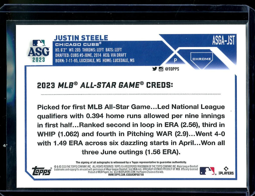 2023 Topps Chrome Justin Steele Rookie ASG Auto Cubs
