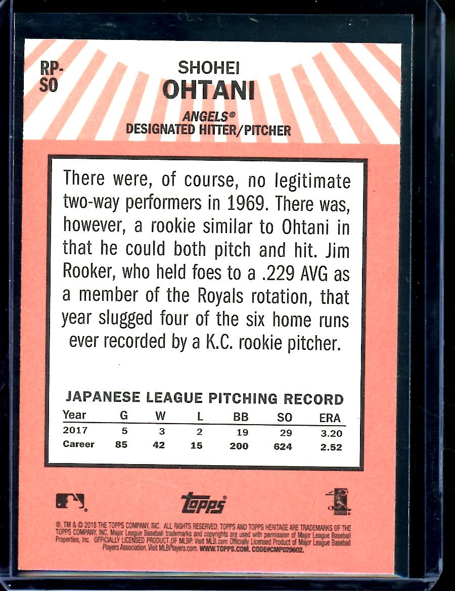 2018 Topps Heritage Shohei Ohtani Rookie Performers Angels
