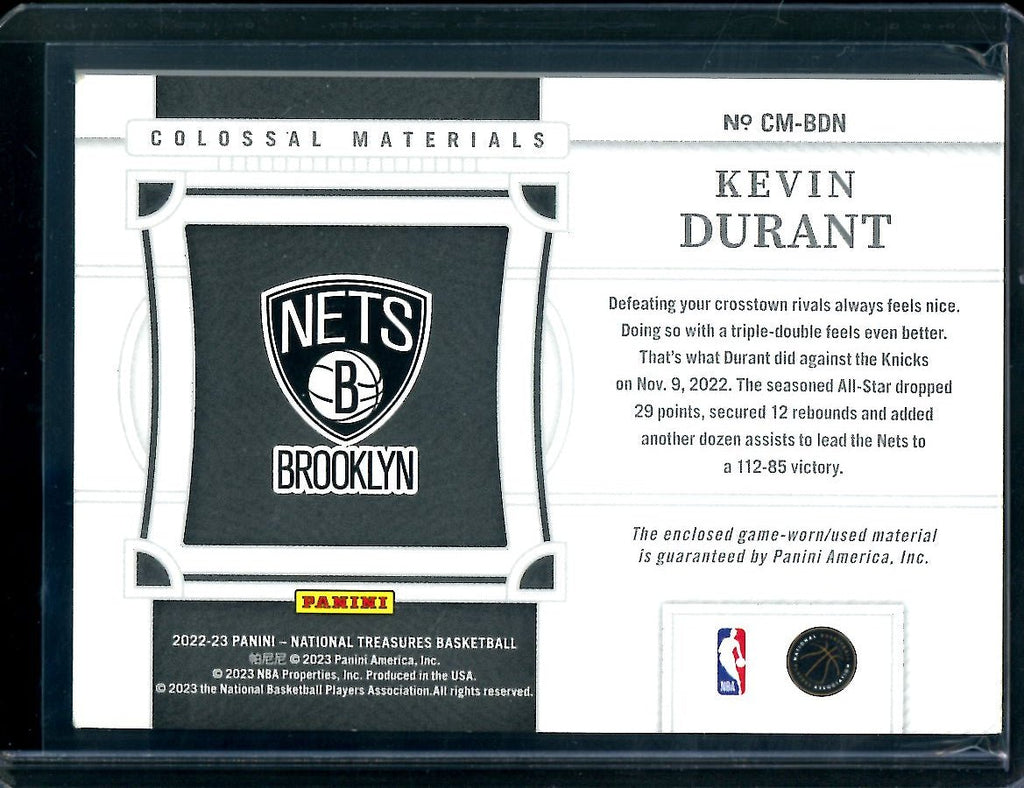 2022/23 Panini National Treasures Kevin Durant Colossal Patch /99 Nets