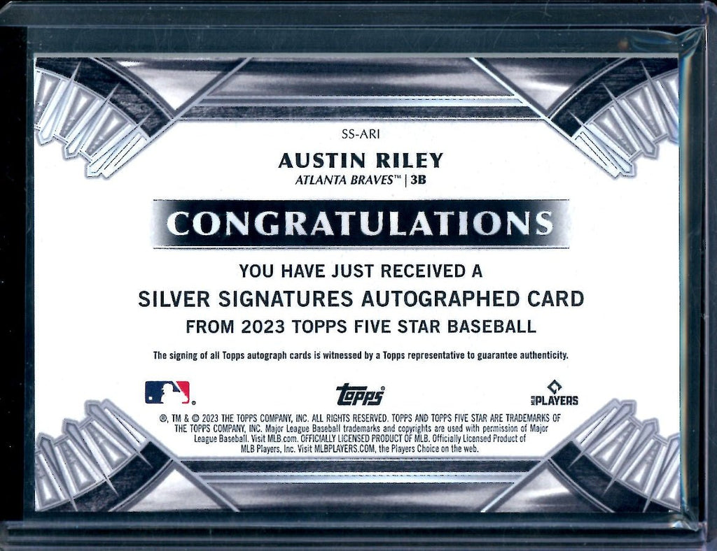 2023 Topps Five Star Austin Riley Silver Signatures Auto /15 Braves