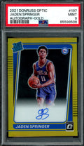 2021 Panini Optic Jaden Springer Rookie Auto Gold /10 PSA 9 76ers