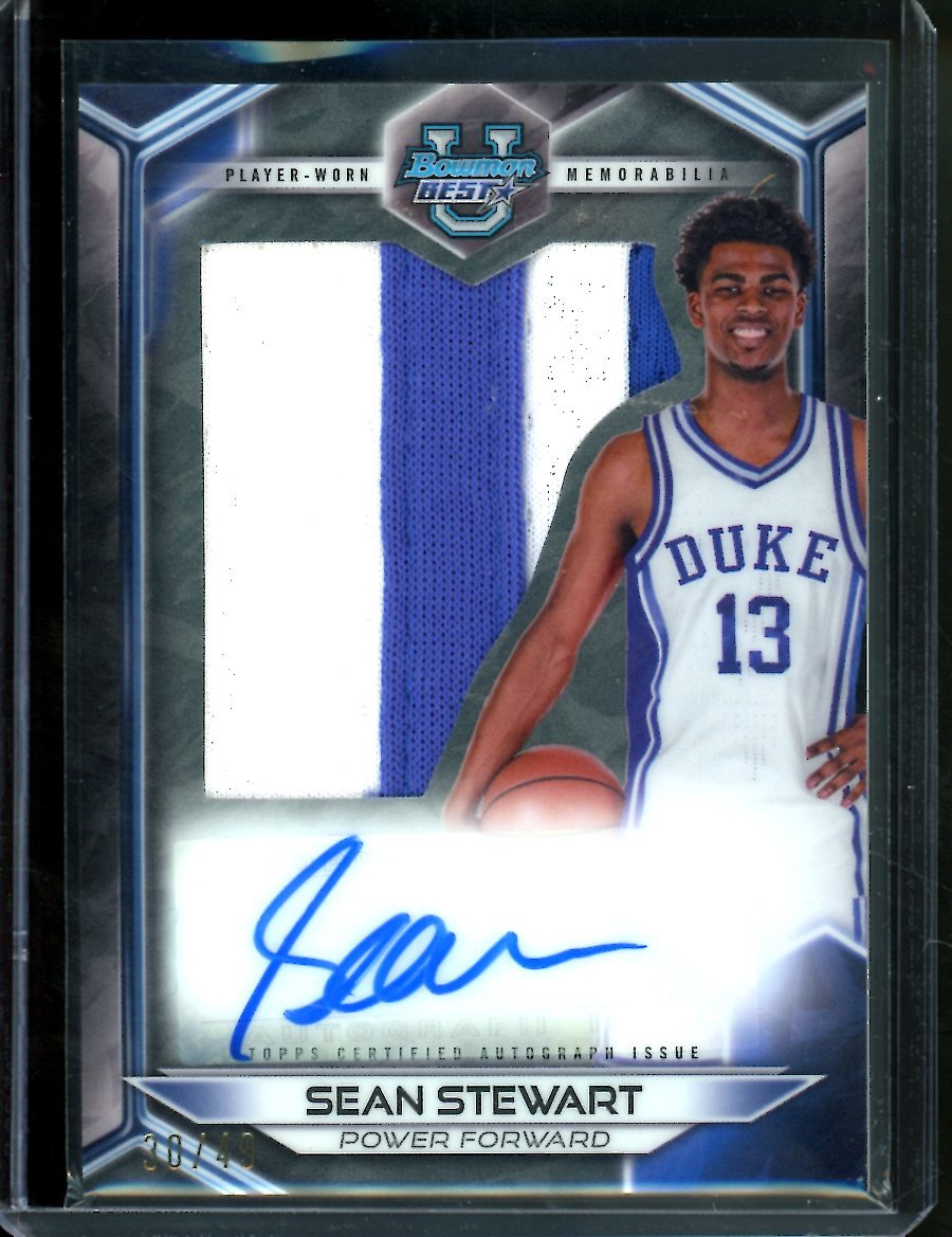 2023 Bowman University Best Sean Stewart Patch Auto /49 Duke
