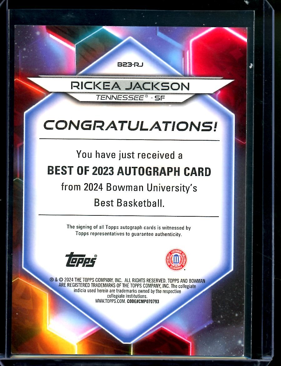 2023 Bowman University Best Rickea Jackson Auto Tennessee