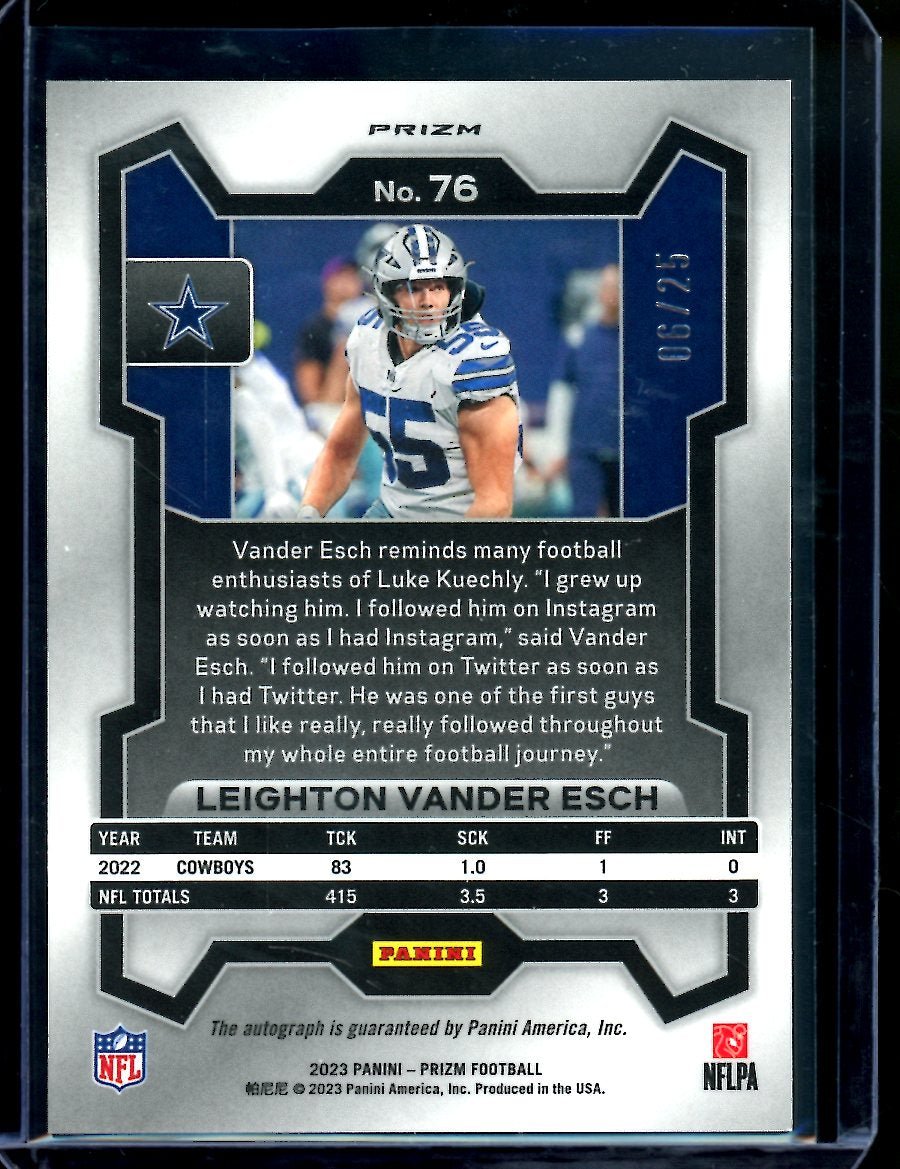 2023 Panini Prizm Leighton Vander-Esch Auto Blue Shimmer /25 Cowboys