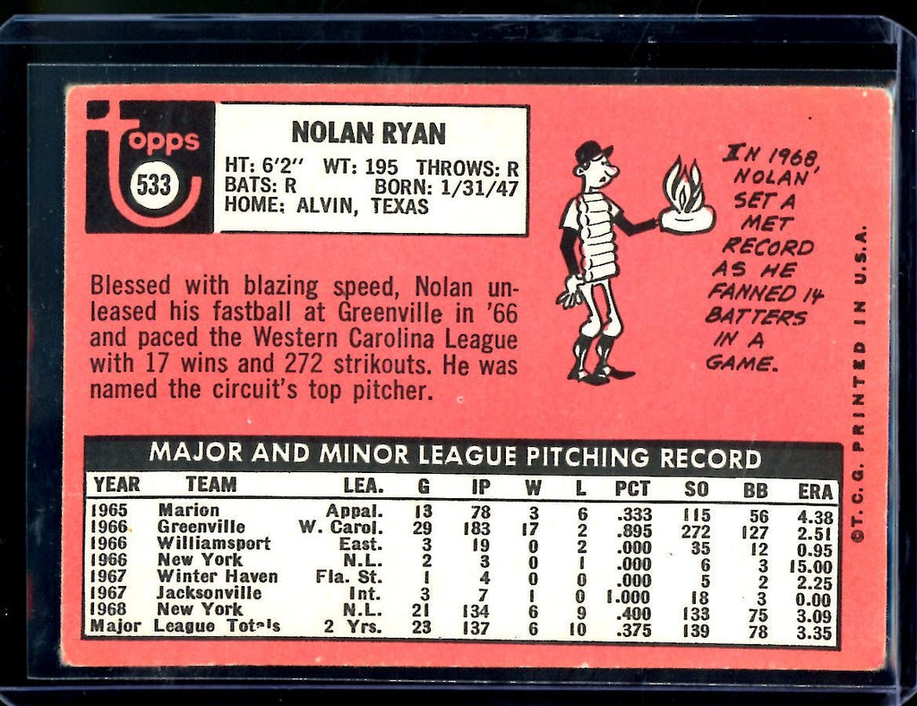1969 Topps Nolan Ryan #533 Mets 1