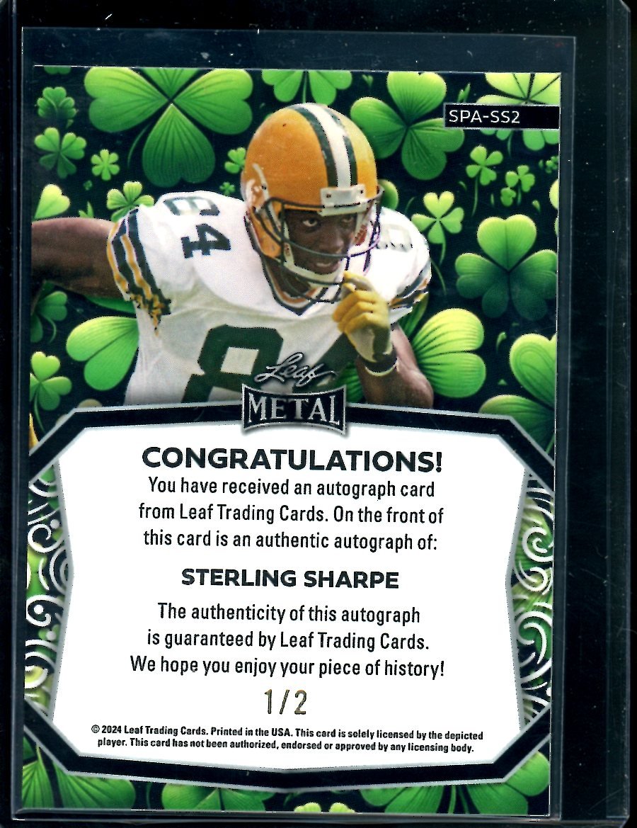 2024 Leaf St. Patrick's Day Sterling Sharpe Auto /2 Packers