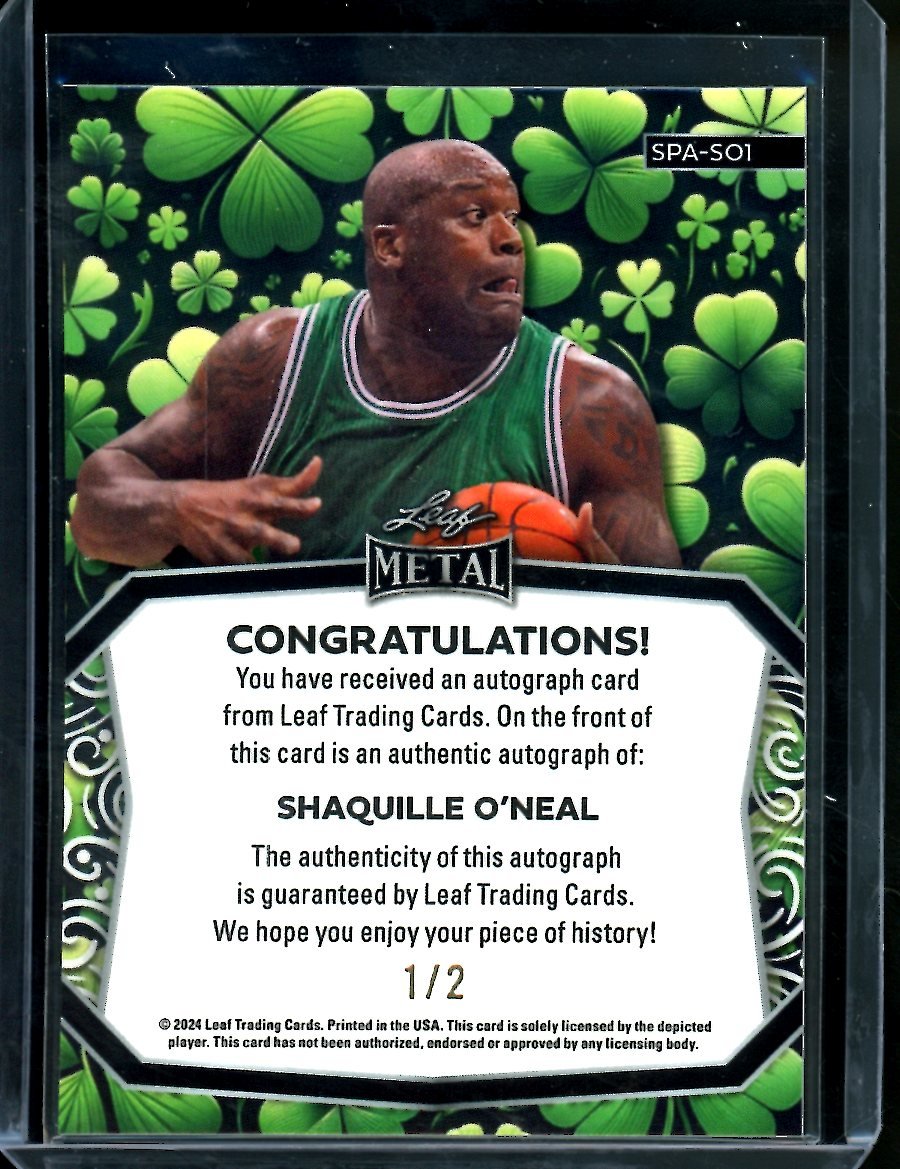 2024 Leaf St. Patrick's Day Shaquille O'Neal Auto /2 Celtics