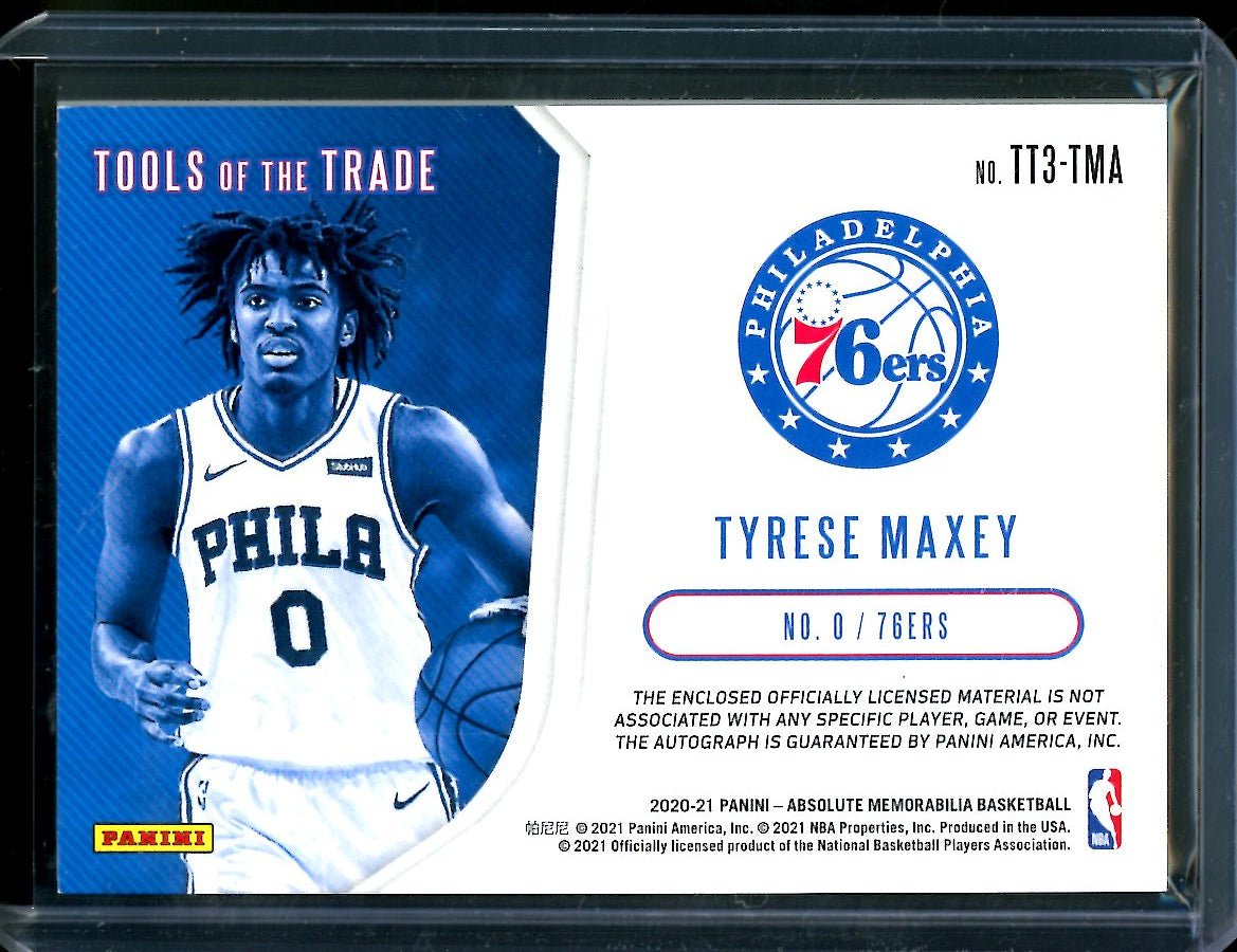 2020/21 Panini Absolute Tyrese Maxey Rookie Auto RPA /199 76ers