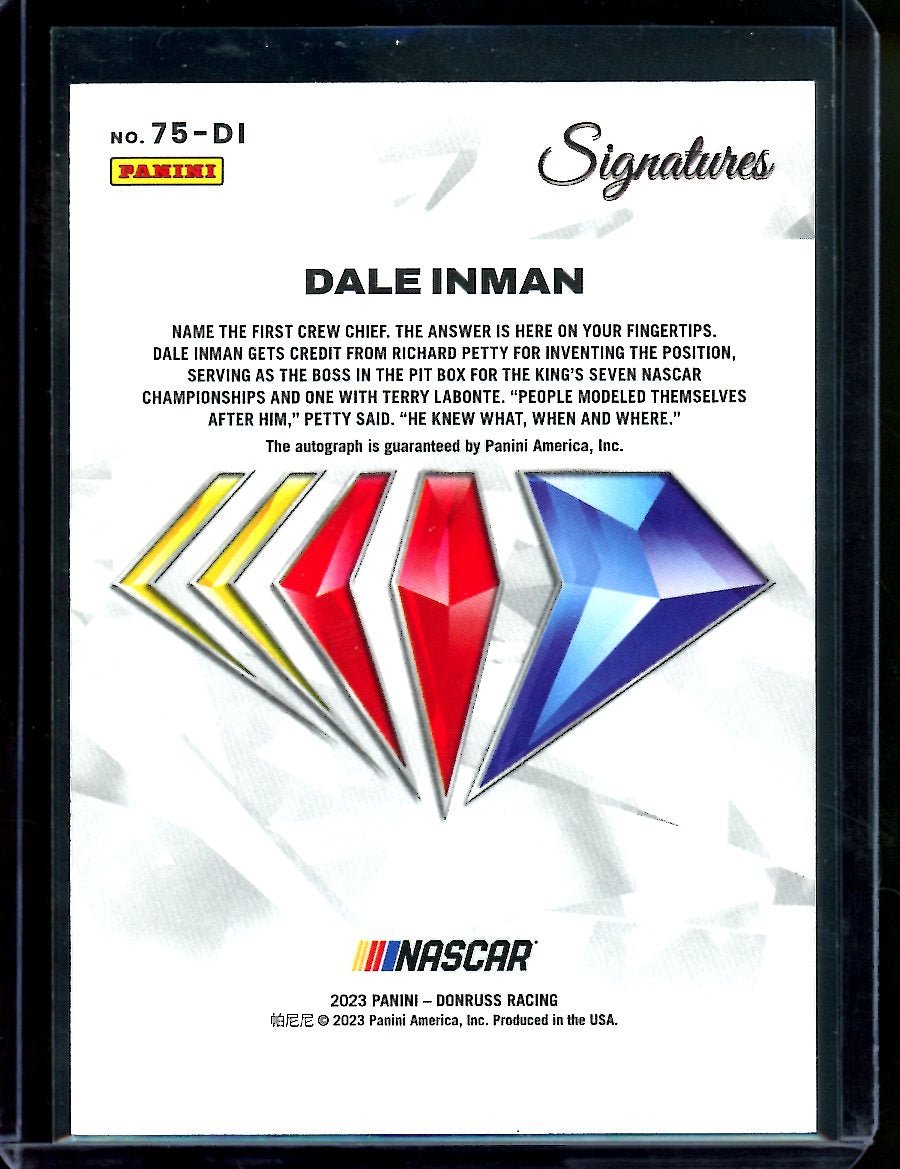 2023 Panini Donruss Dale Inman 75th Anniversary Signatures Auto NASCAR