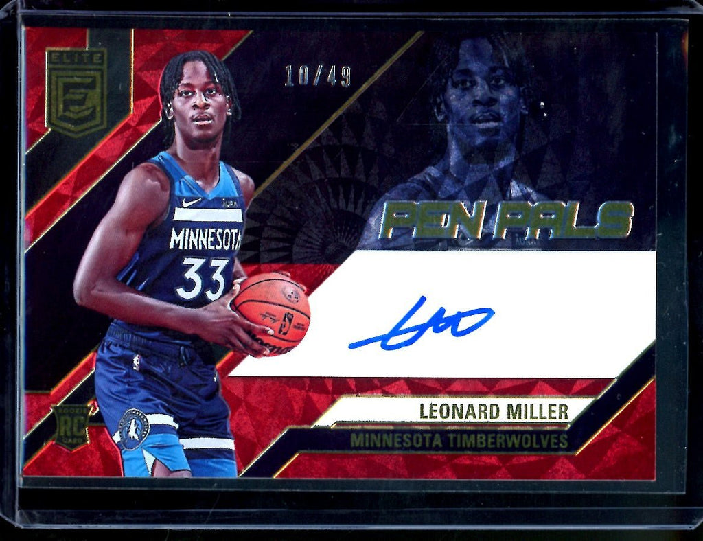 2023/24 Panini Elite Leonard Miller Rookie Pen Pals Auto Red /49 Timberwolves