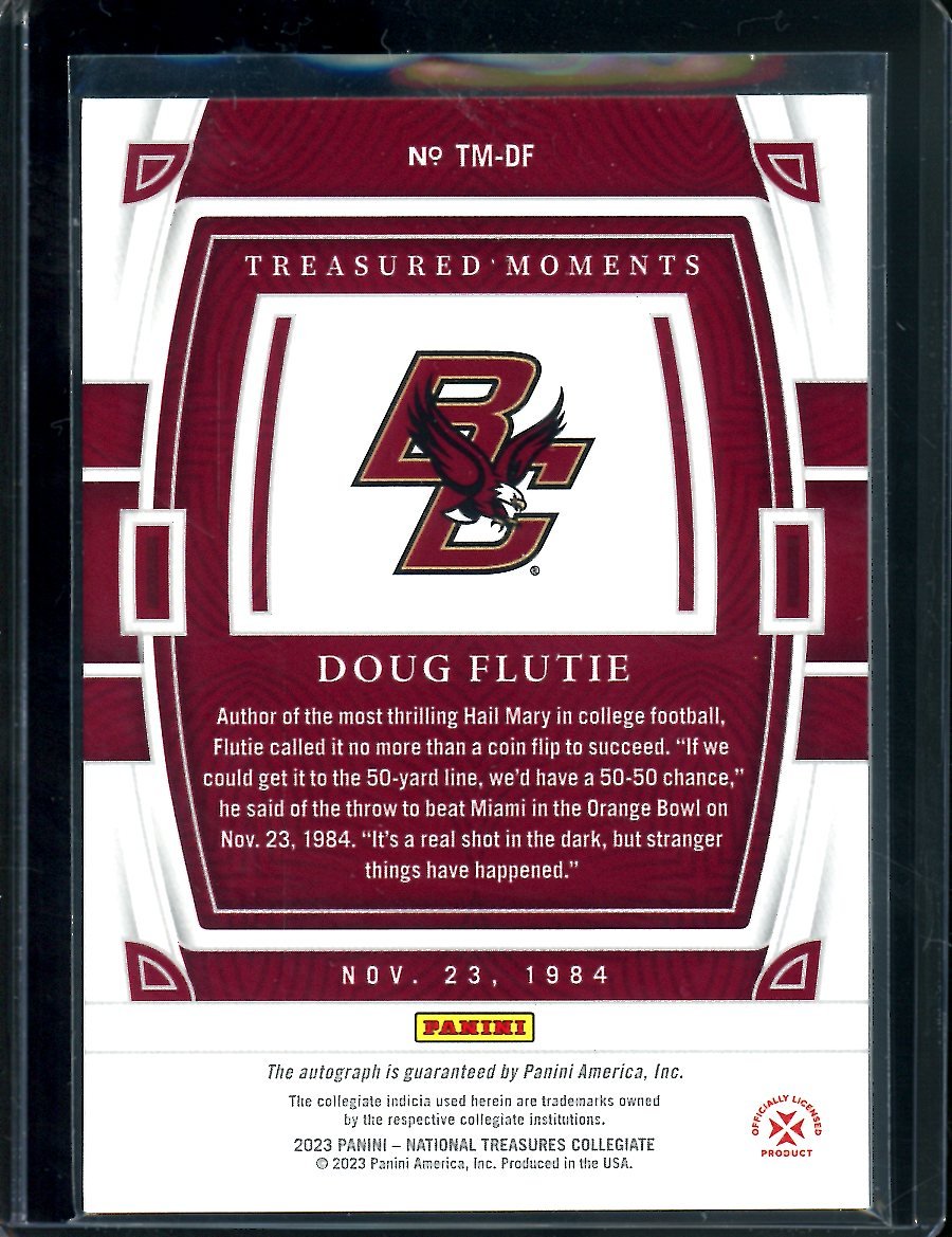 2023 Panini National Treasures Collegiate Doug Flutie Treasured Moments Auto /75 Boston College
