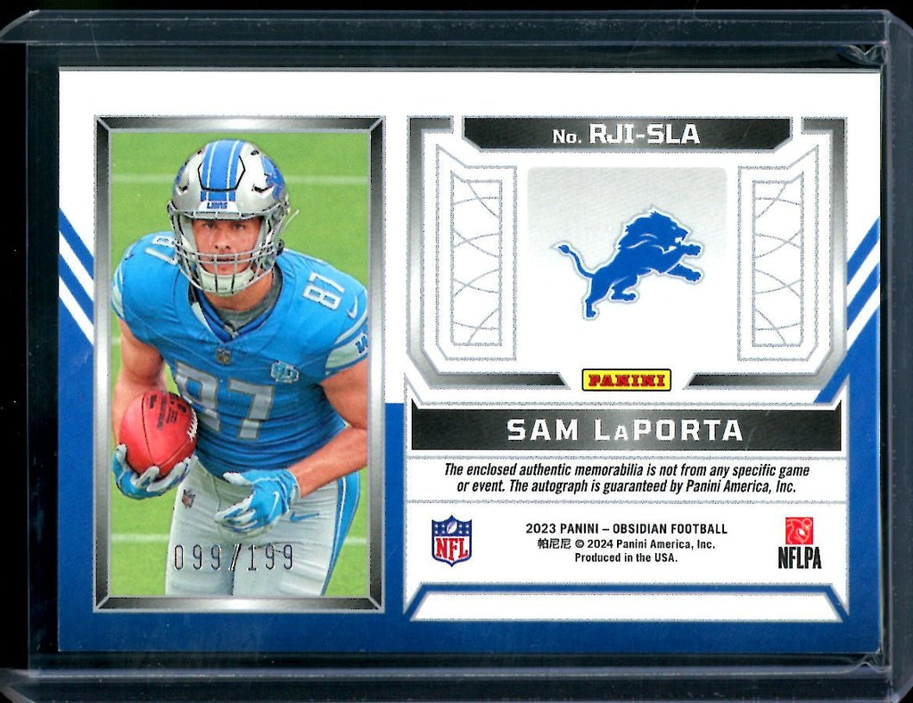 2023 Panini Obsidian Sam LaPorta Rookie RPA /199 Lions