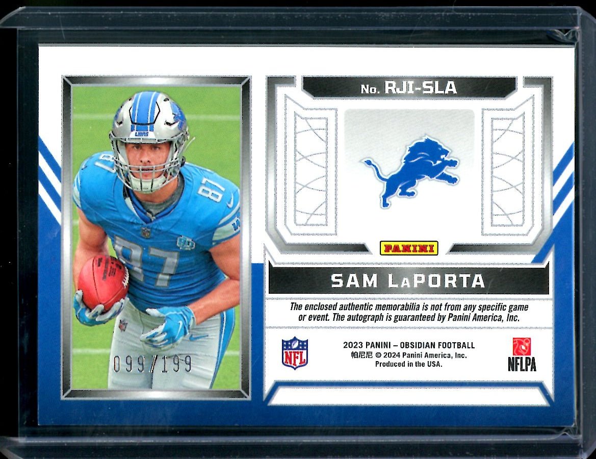 2023 Panini Obsidian Sam LaPorta Rookie RPA /199 Lions