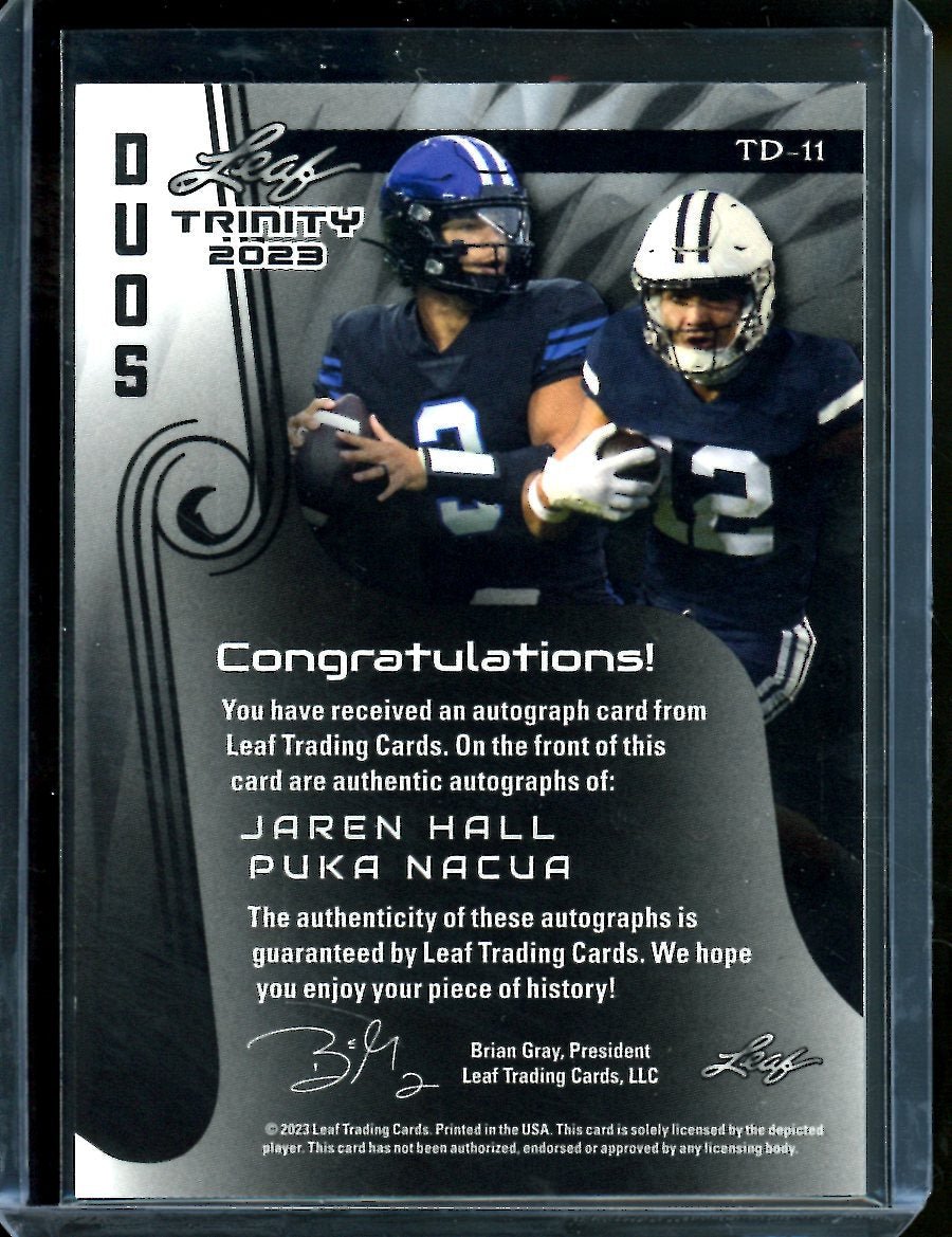 2023 Leaf Trinity Football Jaren Hall/Puka Nacua Dual Auto /49