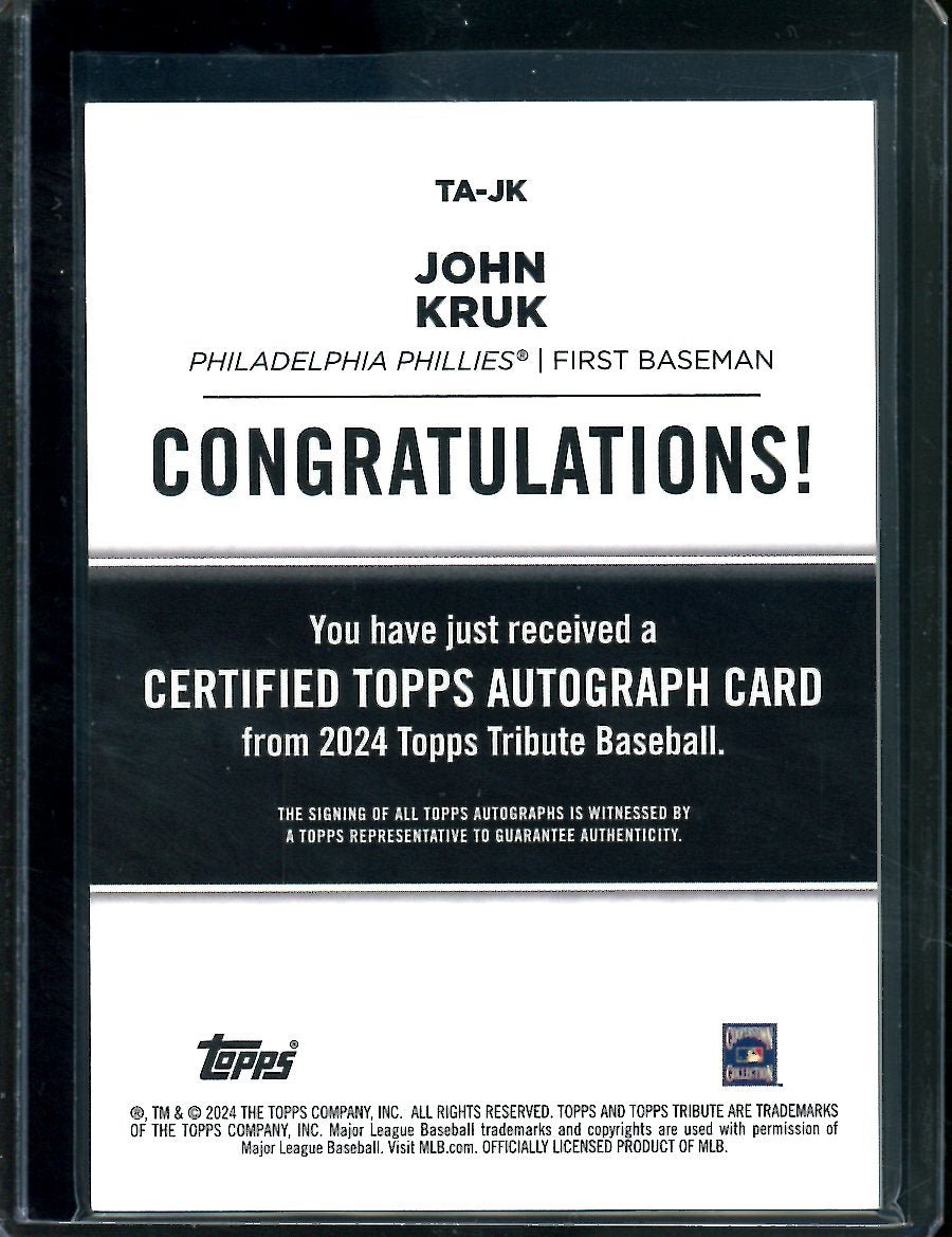 2024 Topps Tribute John Kruk Auto Blue /150 Phillies