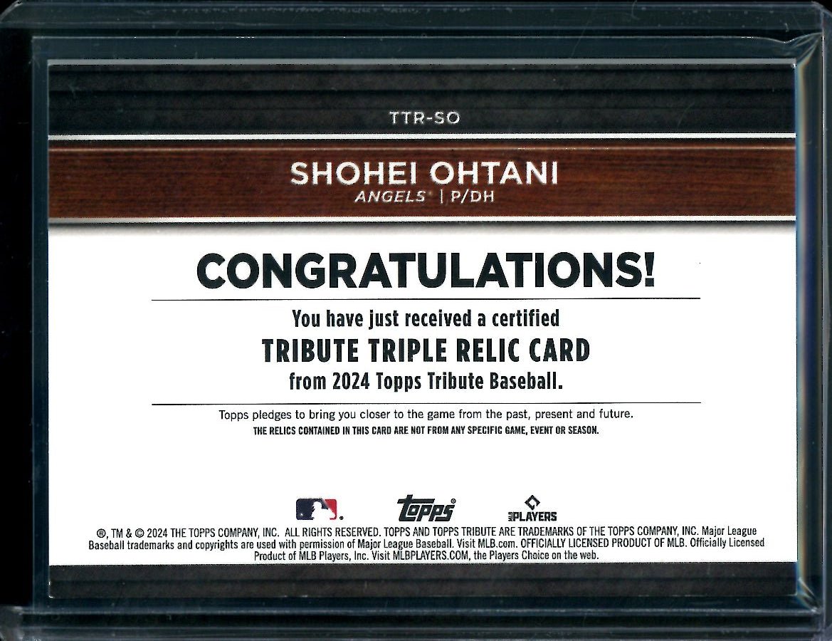 2024 Topps Tribute Shohei Ohtani Triple Patch Blue /150 Angels