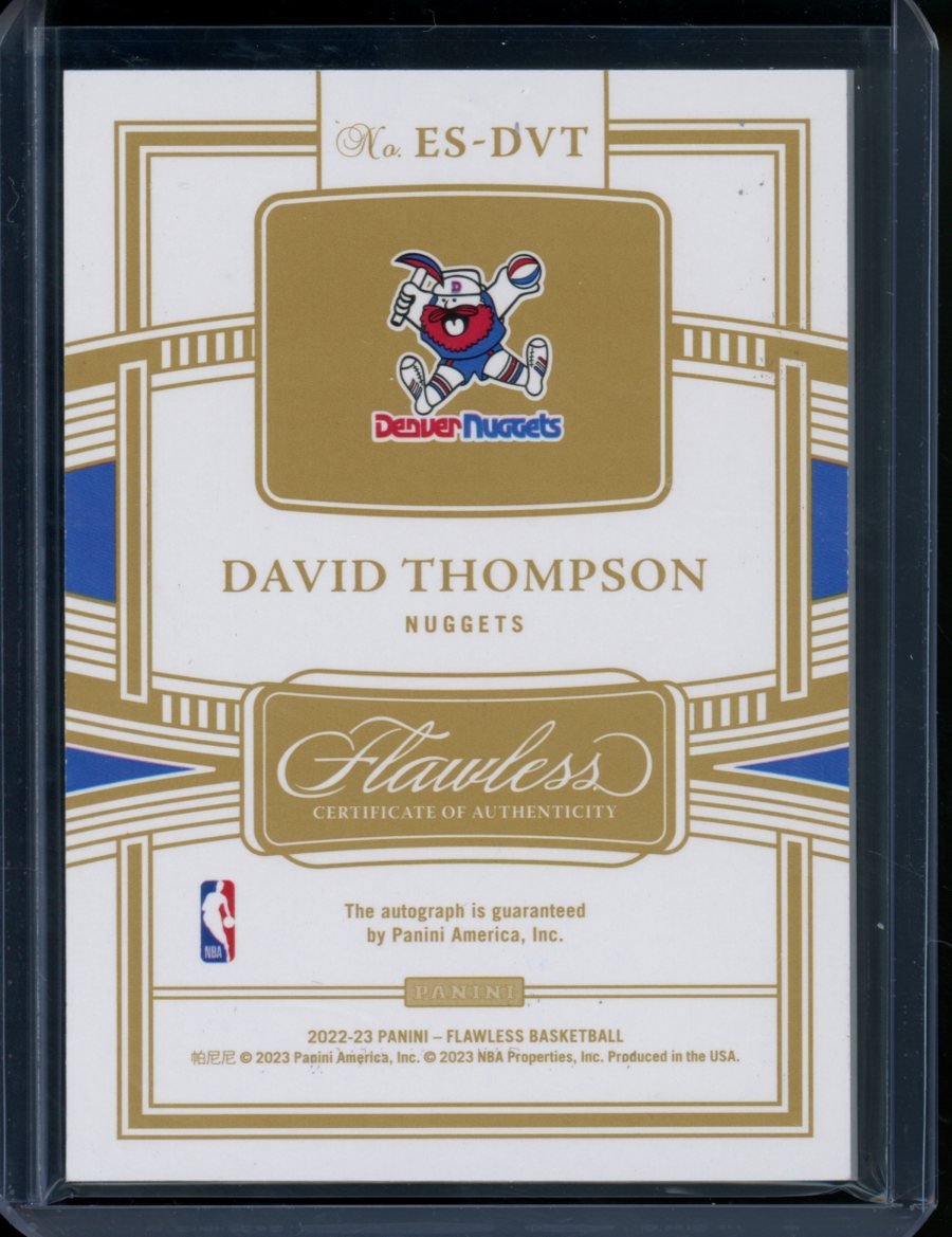 2022/23 Panini Flawless David Thompson Enshrined Auto Red /15 Nuggets
