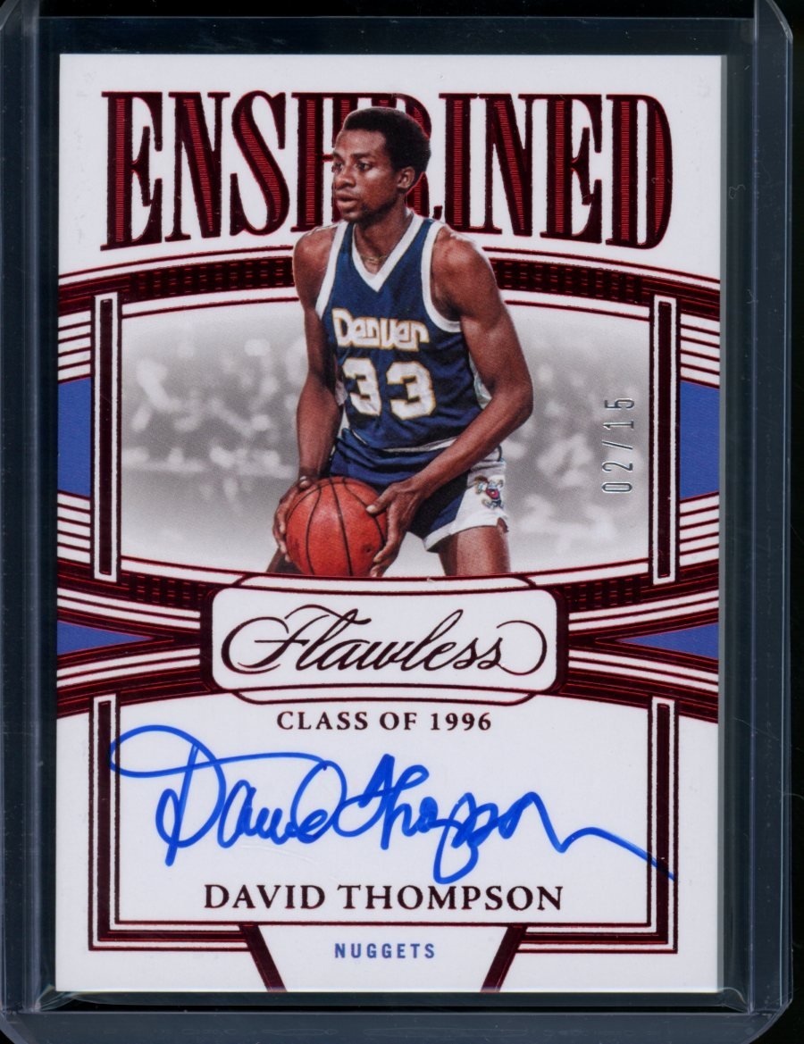 2022/23 Panini Flawless David Thompson Enshrined Auto Red /15 Nuggets