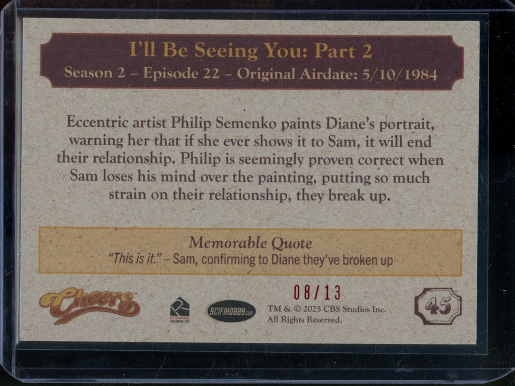 2025 Rittenhouse Cheers Sam Malone/Daine Chambers I'll Be Seeing You: Part 2 /13