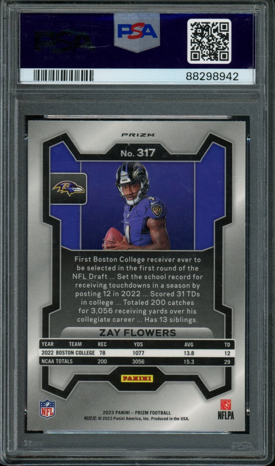 2023 Panini Prizm Zay Flowers Rookie Variation PSA 10 Ravens