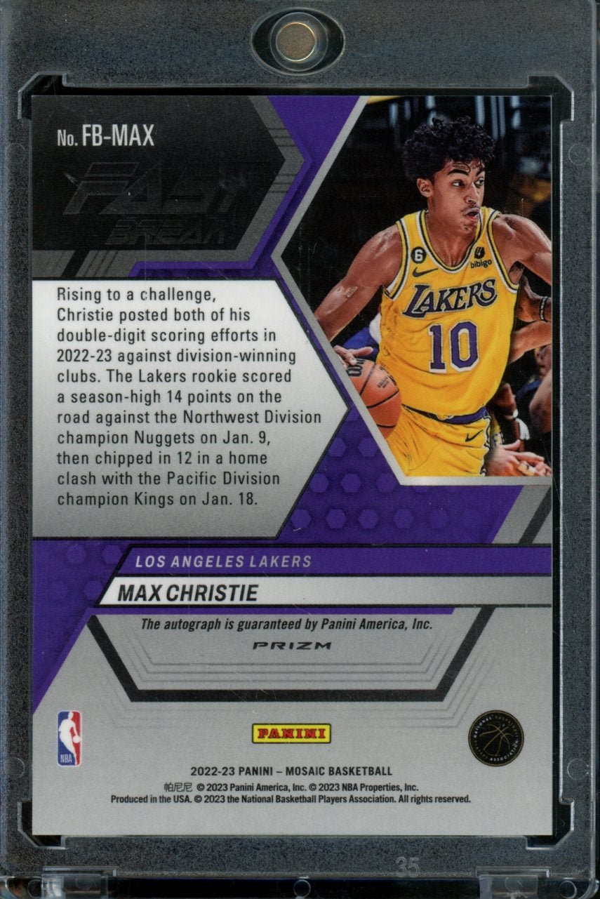 2022 Panini Mosaic Max Christie Rookie Auto Fast Break Lakers