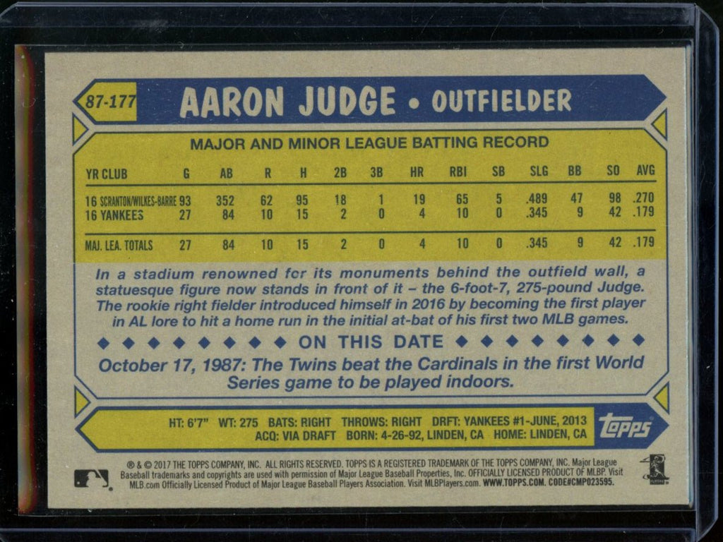2017 Topps Update Aaron Judge 30th Anniversary Rookie Yankees