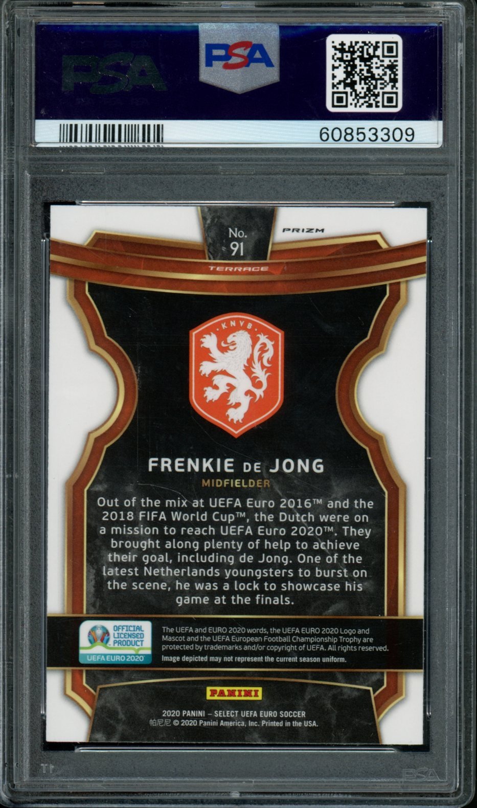 2020 Panini Select Euro Frenkie De Jong Rookie Silver PSA 10 Netherlands