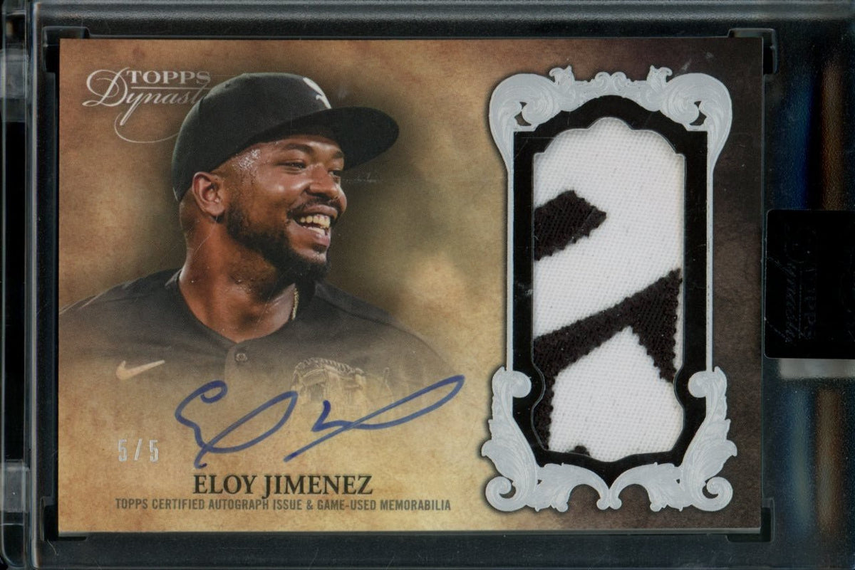 2021 Topps Dynasty Eloy Jimenez Dynastic Data Patch Auto /5 White Sox