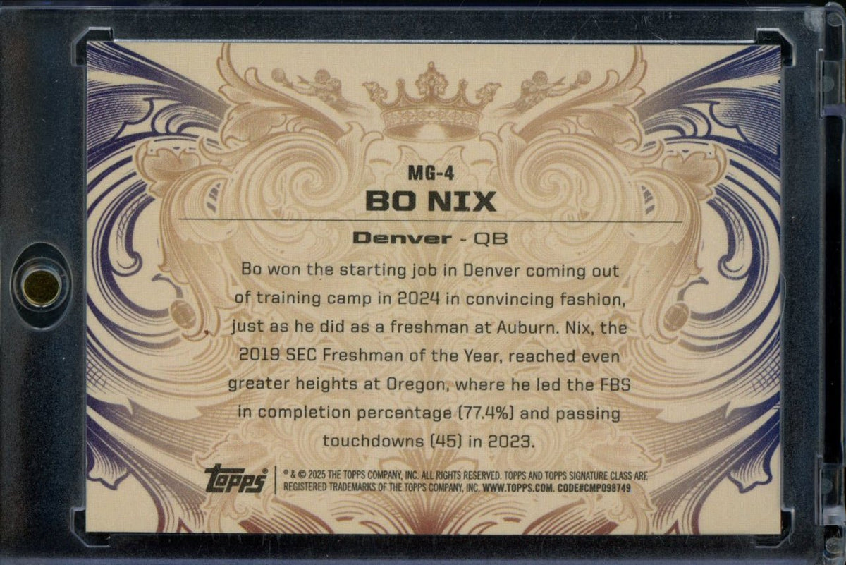 2024 Topps Signature Class Bo Nix Monarchs Of The Game Rookie SSP Broncos