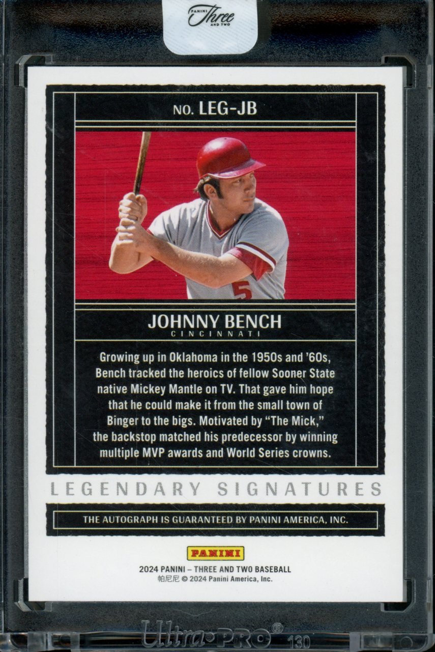 2024 Panini Three & Two Johnny Bench Legendary Auto /32 Reds