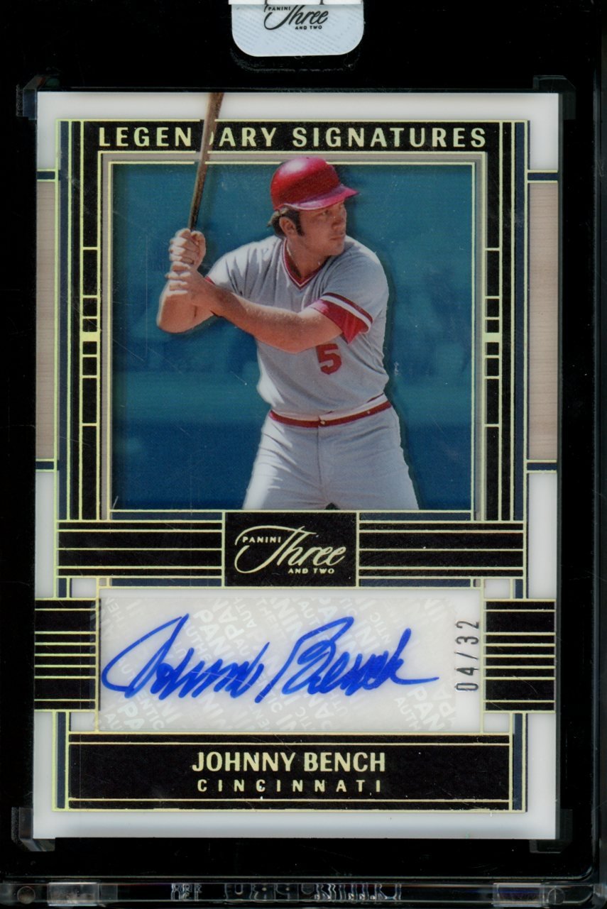 2024 Panini Three & Two Johnny Bench Legendary Auto /32 Reds