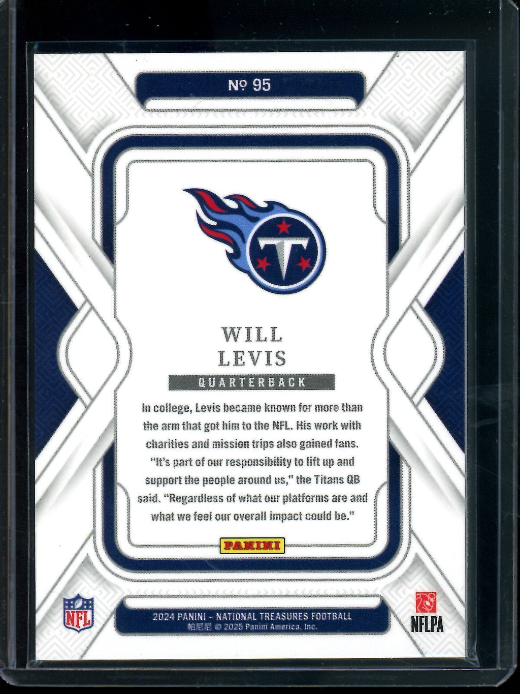 2024 Panini National Treasures Will Levis /8 Titans