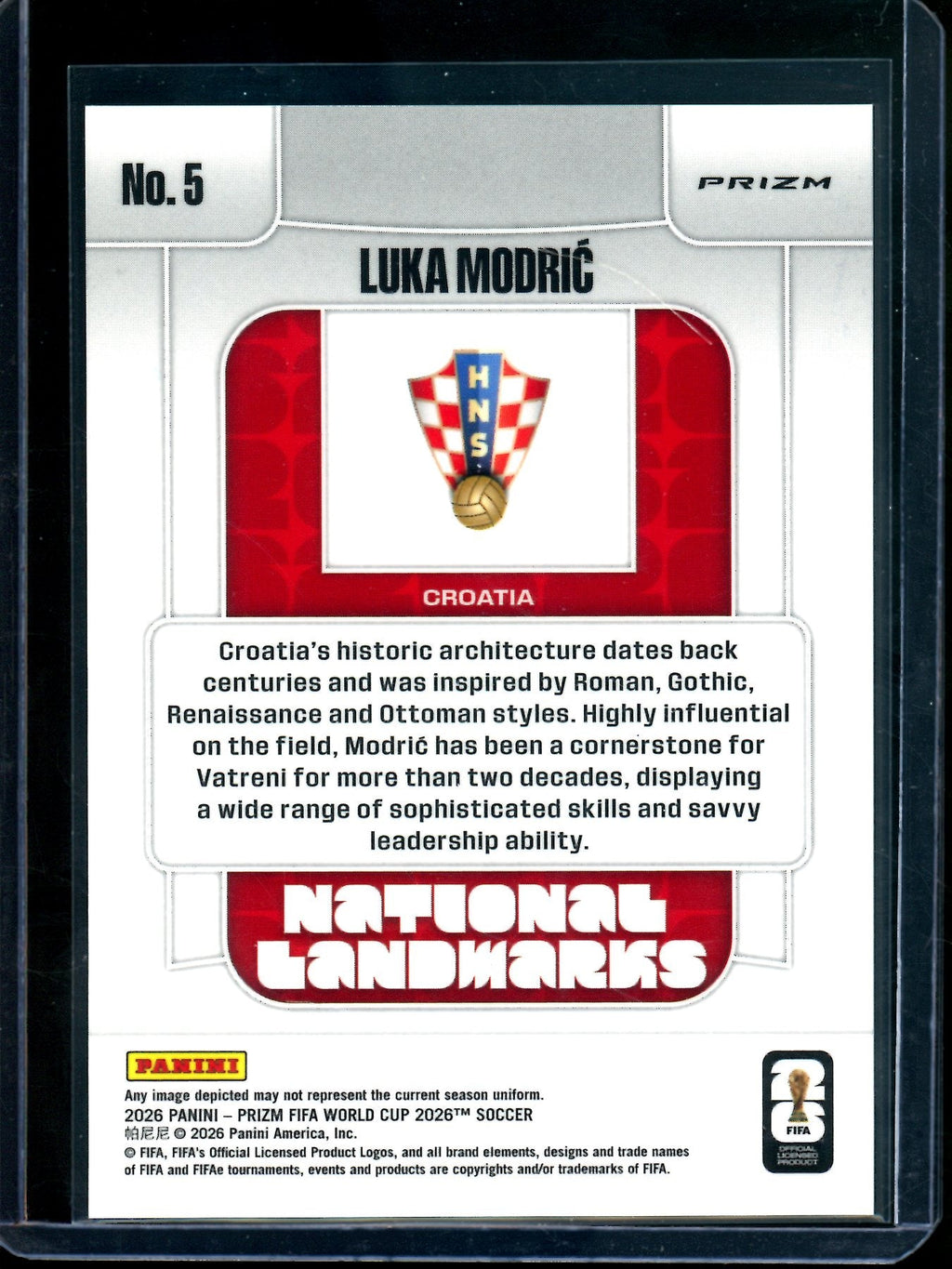 2026 Panini Prizm Luka Modric National Landmarks Case Hit Croatia