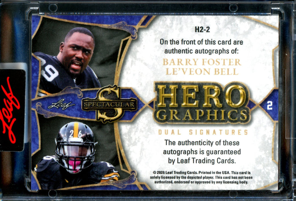 2026 Leaf Magnificence Barry Foster / Le'Veon Bell Hero Graphics Dual Autograph /5 Steelers