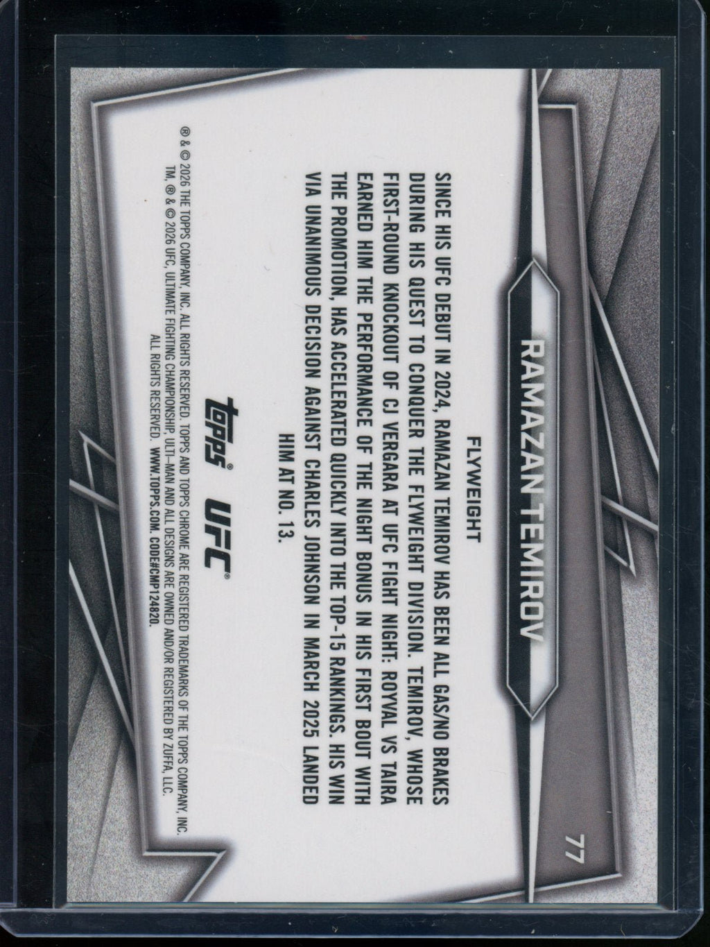 2026 Topps Chrome Ramazan Temirov Gold Geometric Rookie /50