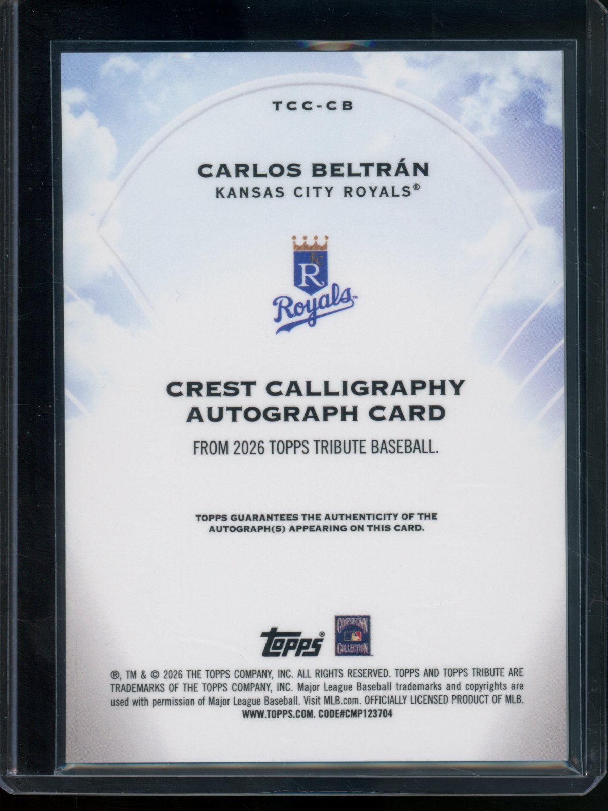 2026 Topps Tribute Carlos Beltran Crest Calligraphy Autograph /75 Royals