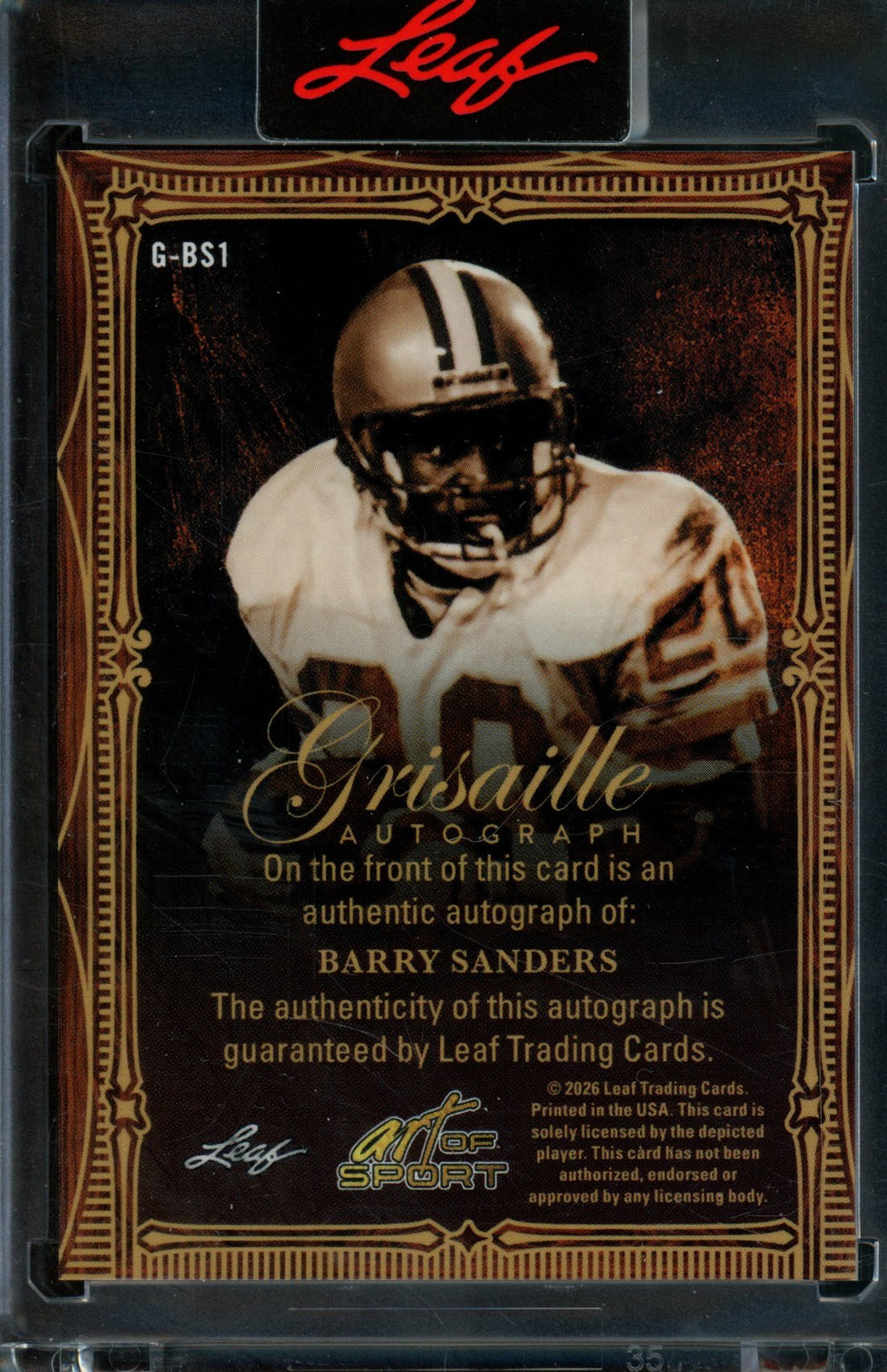2026 Leaf Art of Sport Barry Sanders Autograph /7