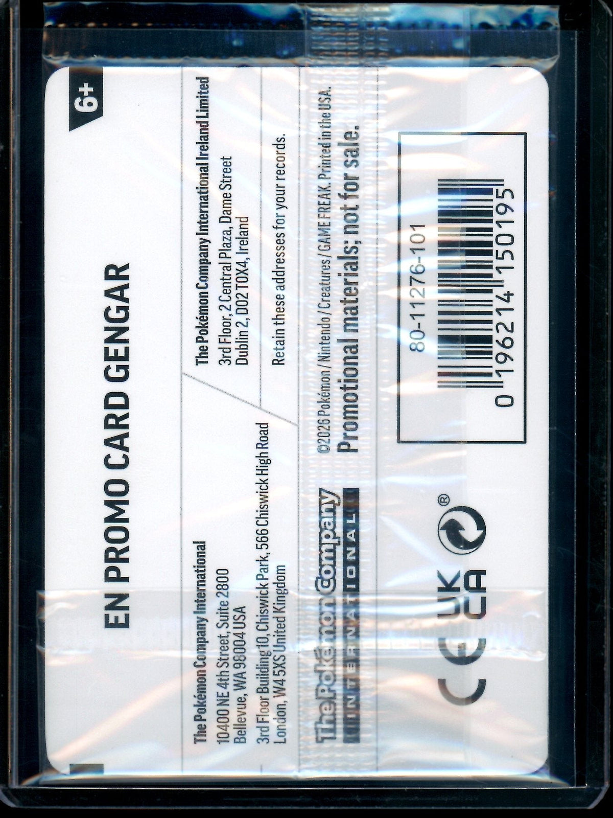 2026 Pokemon Gamestop Gengar Promo Sealed 050/088