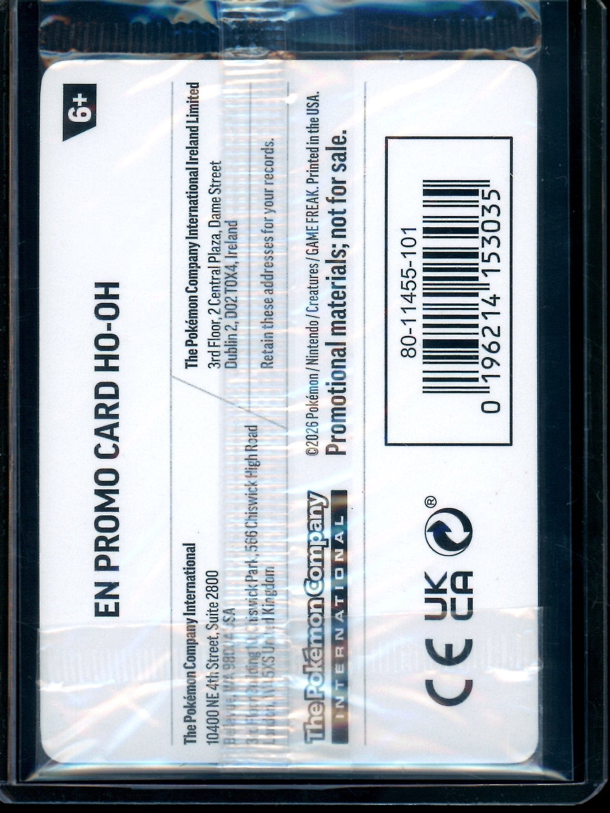 2026 Pokemon Gamestop Ho-Oh Sealed Promo 010/086