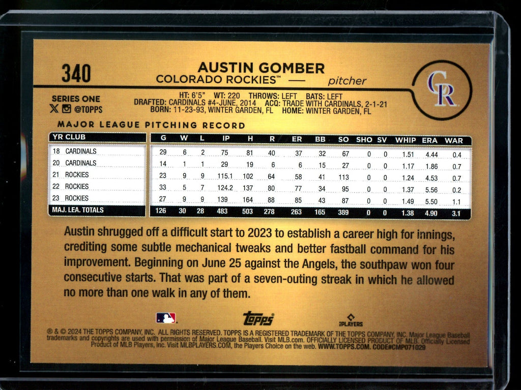 2024 Topps Flagship Austin Gomber Golden Mirror SSP Rockies