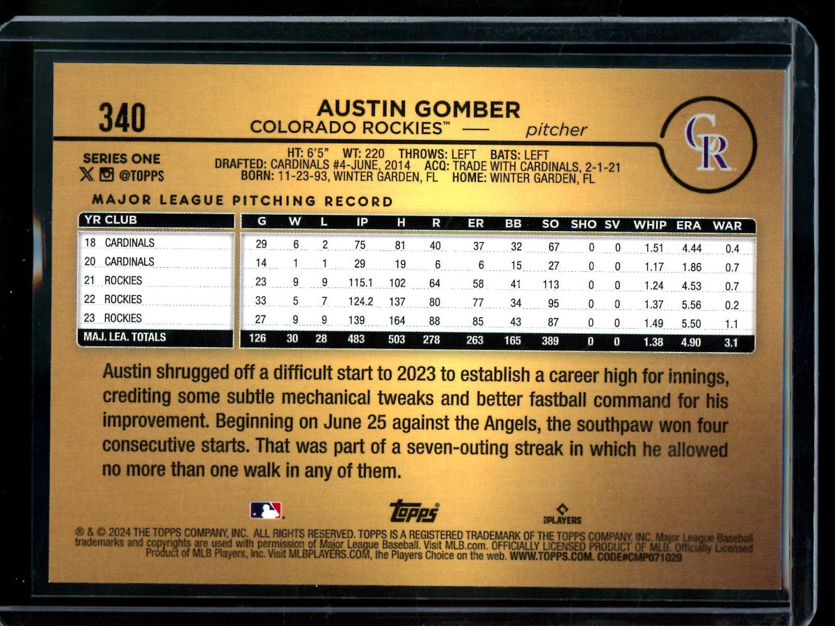 2024 Topps Flagship Austin Gomber Golden Mirror SSP Rockies