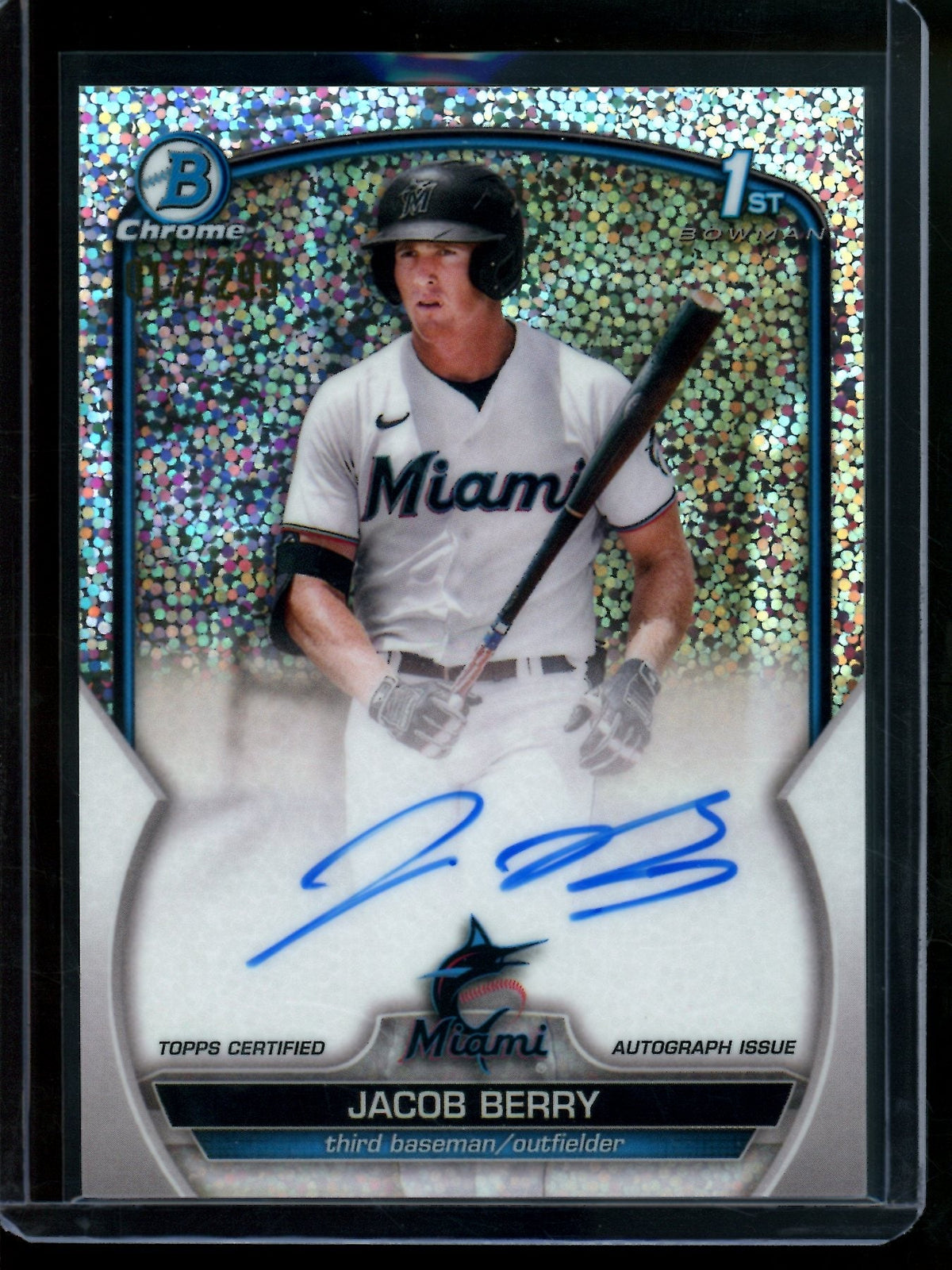 2023 Bowman Chrome Jacob Berry 1st Sparkle Refractor Autograph /299 Marlins